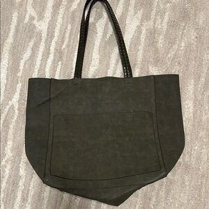 CATO Chic Olive Tote Bag with Black Handles